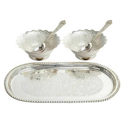 Silver Plated Bowls Set for Diwali and Dhanteras Gift